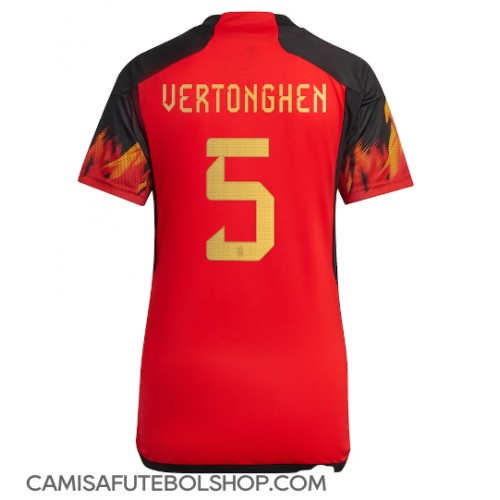 Camisa de time de futebol Bélgica Jan Vertonghen #5 Replicas 1º Equipamento Feminina Mundo 2022 Manga Curta